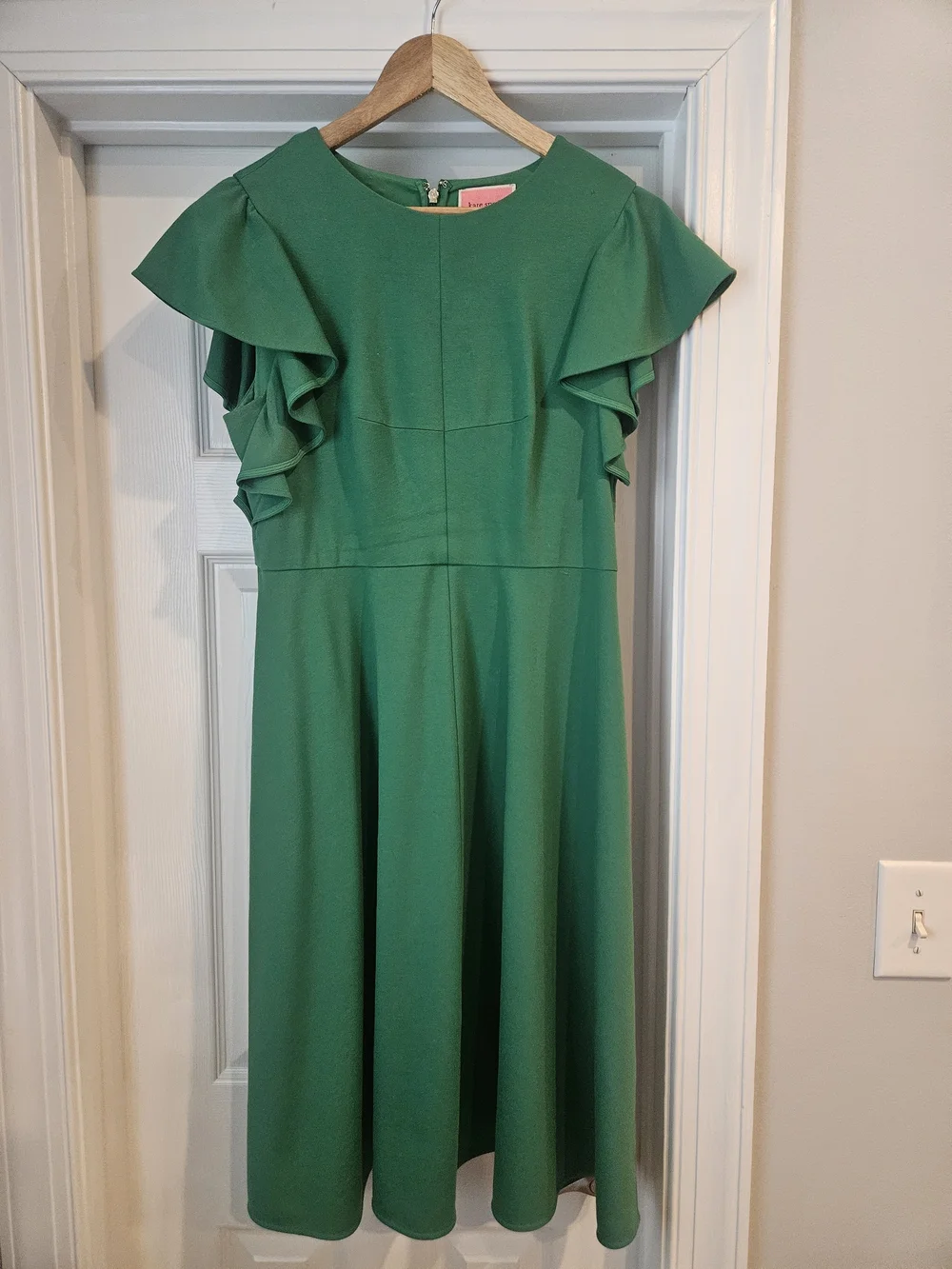 kate spade Emerald Green Ruffle Sleeve Midi Dress